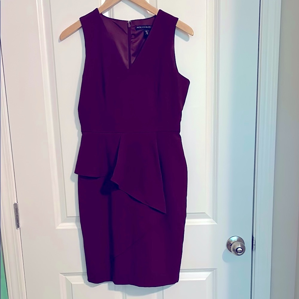 White House Black Market Red Asymmetrical Ruffle Detail Dress